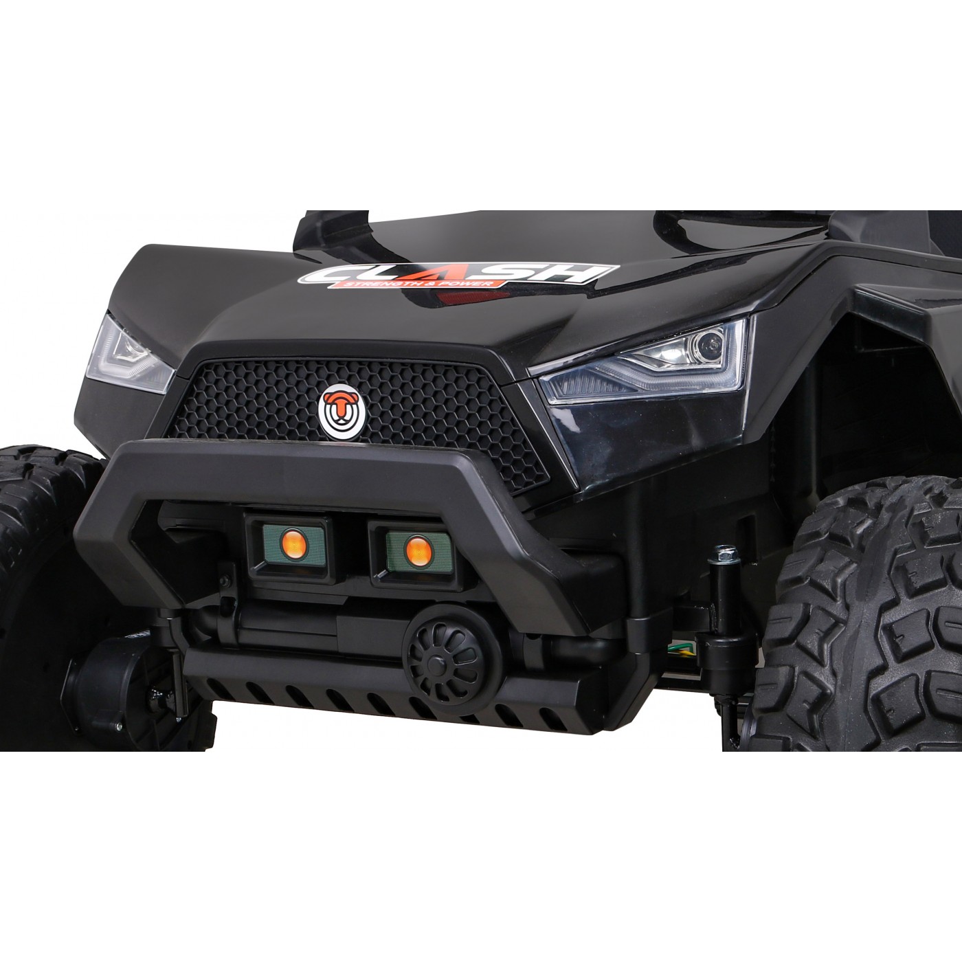 2 dětské baterie Buggy Clash černý + dálkové ovládání + 4x4 + nastavení sedadla + MP3 rádio + LED