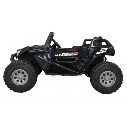 2 dětské baterie Buggy Clash černý + dálkové ovládání + 4x4 + nastavení sedadla + MP3 rádio + LED