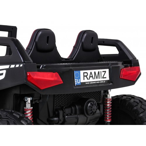 2 dětské baterie Buggy Clash černý + dálkové ovládání + 4x4 + nastavení sedadla + MP3 rádio + LED