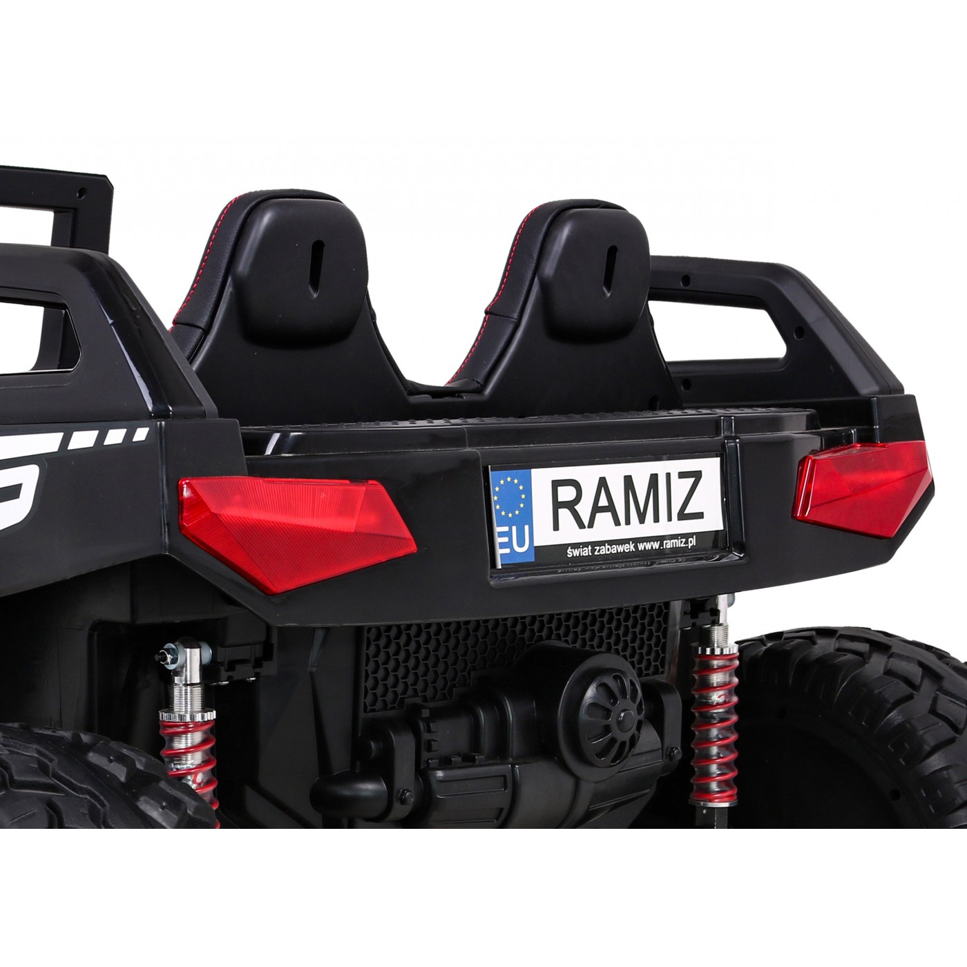 2 dětské baterie Buggy Clash černý + dálkové ovládání + 4x4 + nastavení sedadla + MP3 rádio + LED