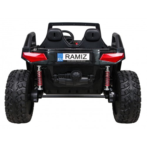 2 dětské baterie Buggy Clash černý + dálkové ovládání + 4x4 + nastavení sedadla + MP3 rádio + LED
