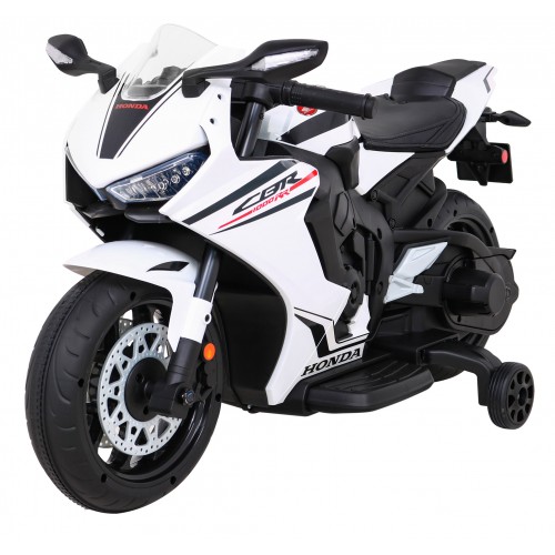 Honda CBR 1000RR dětský dobíjecí motor bílý + MP3 zvonky + přídavná kola