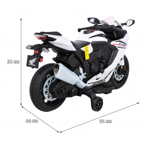 Honda CBR 1000RR dětský dobíjecí motor bílý + MP3 zvonky + přídavná kola