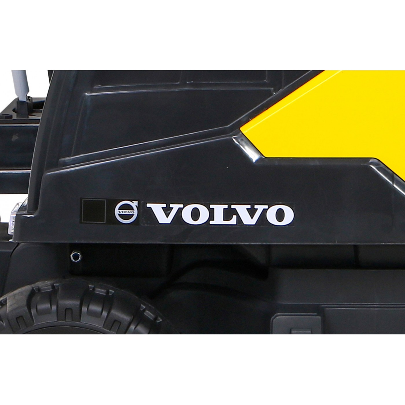 Akumulátorové rýpadlo Volvo žlutá + pohyblivé lízátko + 2 bazény + 150 pil + dálkové ovládání + MP3 rádio + LED