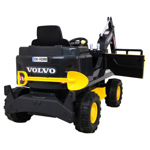 Akumulátorové rýpadlo Volvo žlutá + pohyblivé lízátko + 2 bazény + 150 pil + dálkové ovládání + MP3 rádio + LED