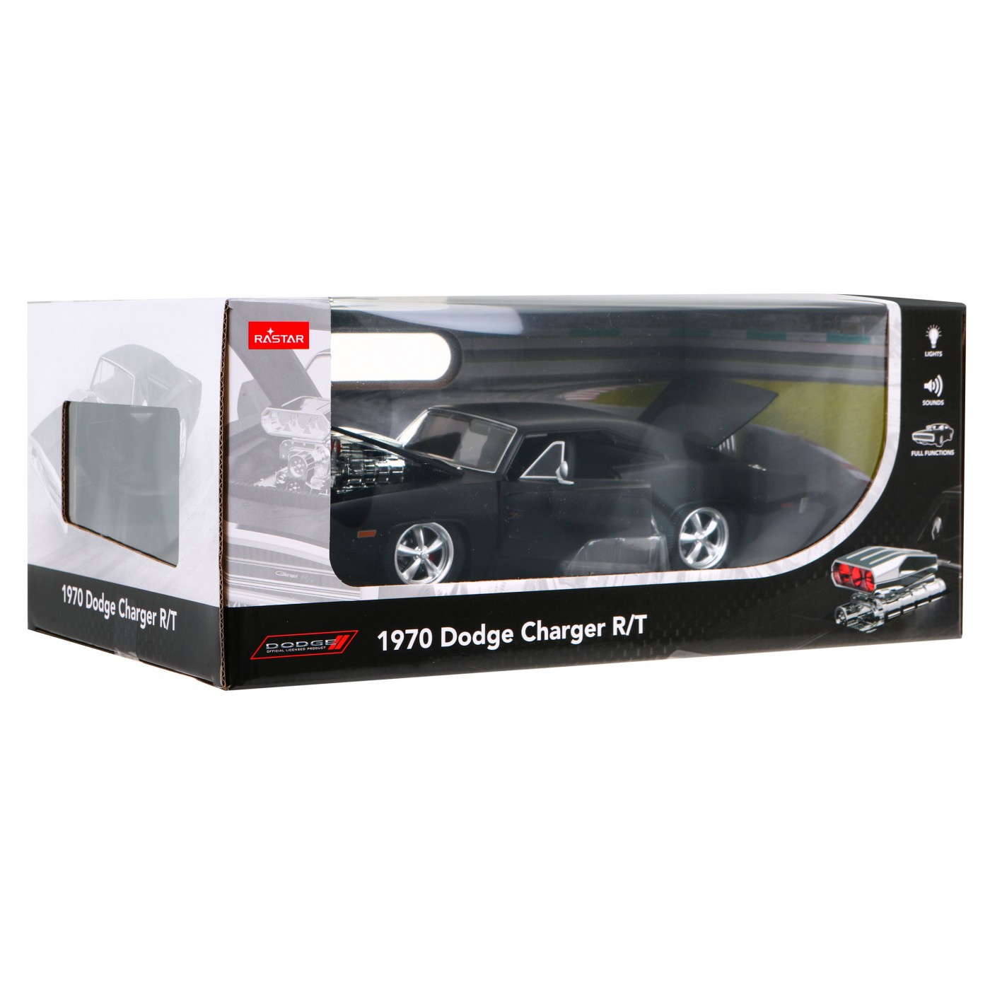1970 Dodge Charger RT černý RASTAR model 1:16 Dálkově ovládaný Auto + Dálkový