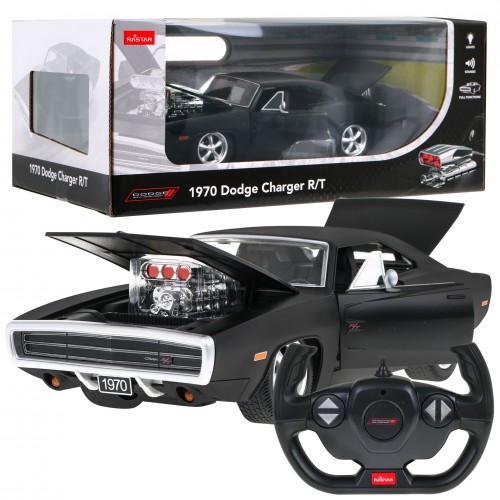 1970 Dodge Charger RT černý RASTAR model 1:16 Dálkově ovládaný Auto + Dálkový
