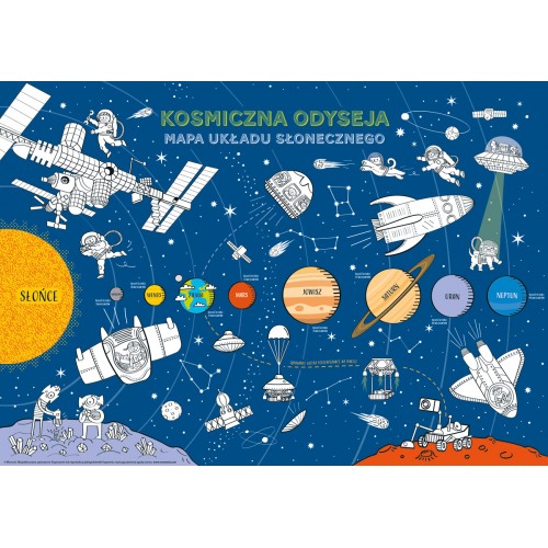 Mapa sluneční soustavy "Kosmická odysea" vzdělávací omalovánky