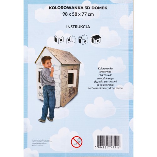Domeček XXL s autíčkem 3D omalovánky pro děti