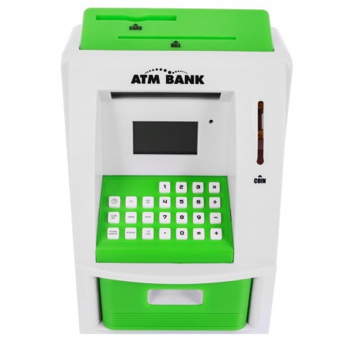 Bankomat pokladnička pro děti 3+ zelené interaktivní funkce + Karta do bankomatu