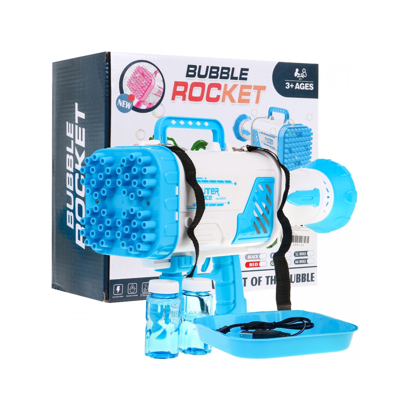 Bubble Machine Dětská pistole 3+ Blue Bron s ventilátorem + Bubble Gas