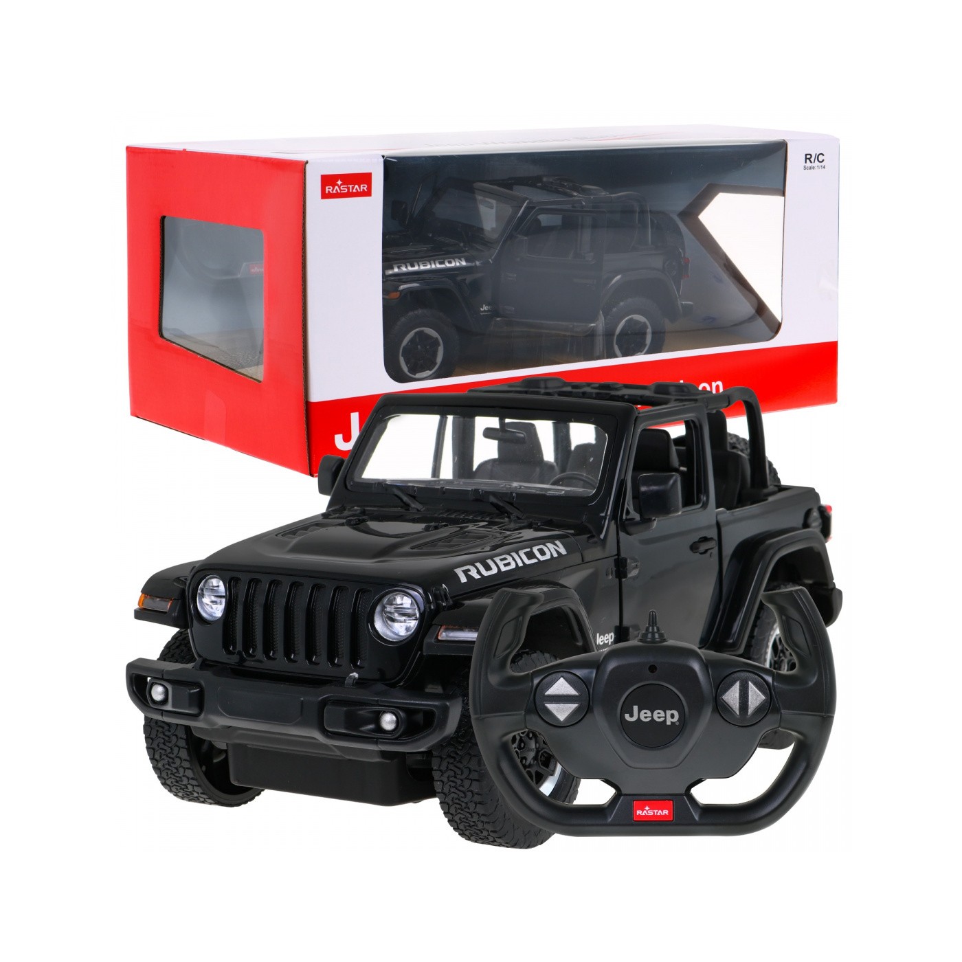 Jeep Wrangler Rubicon černý RASTAR model 1:14 Dálkové ovládání auta + 2,4 GHz dálkové ovládání