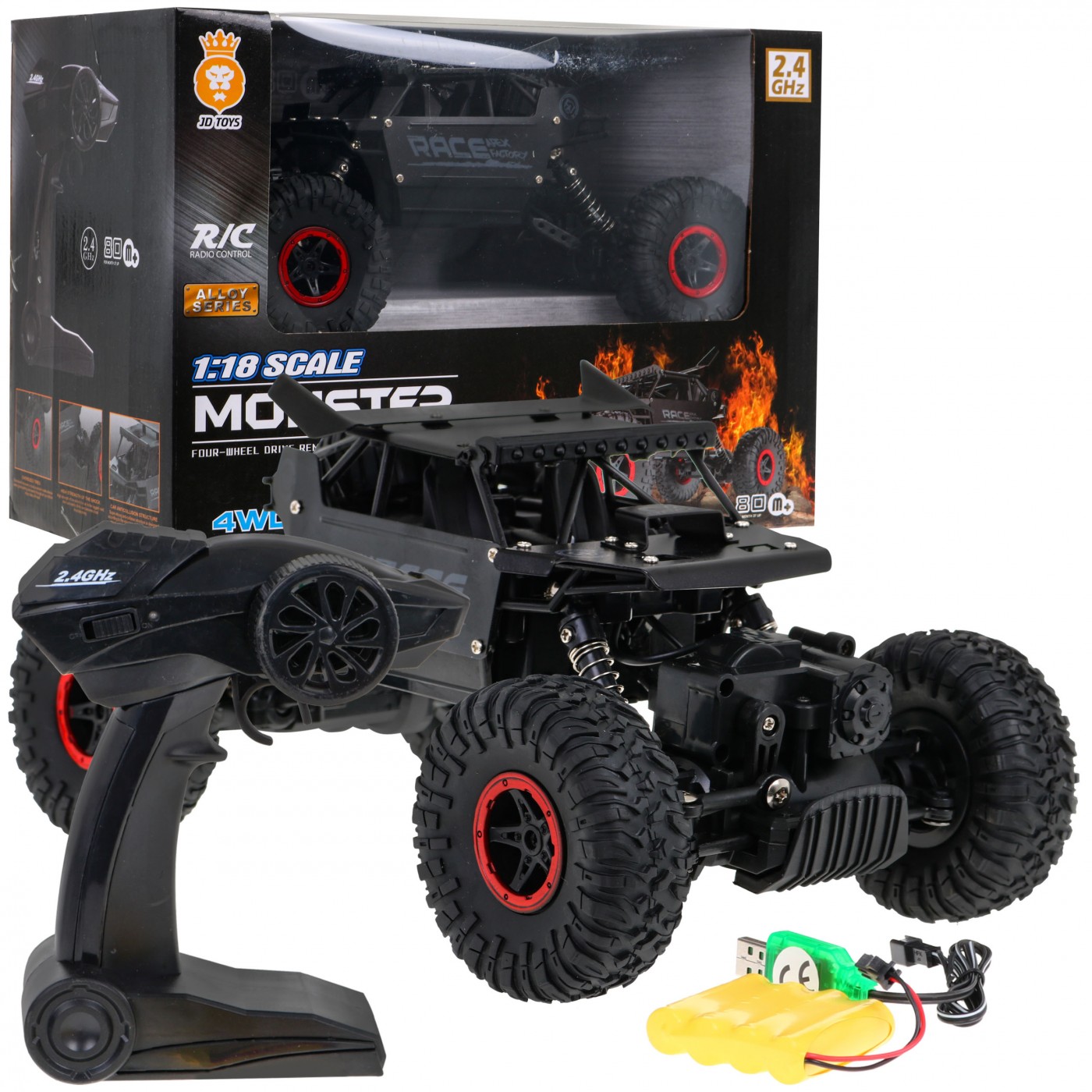 Dálkové ovládání Crawler Monster pro děti 6+ černý Model 1:18 Pilot 2,4 GHz