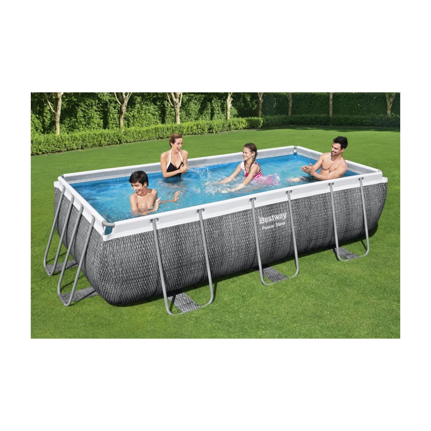 rámový bazén Power Steel 404x201x100 Imitace Ratan 13x6FT BESTWAY 6v1 + Pumpa + Žebřík