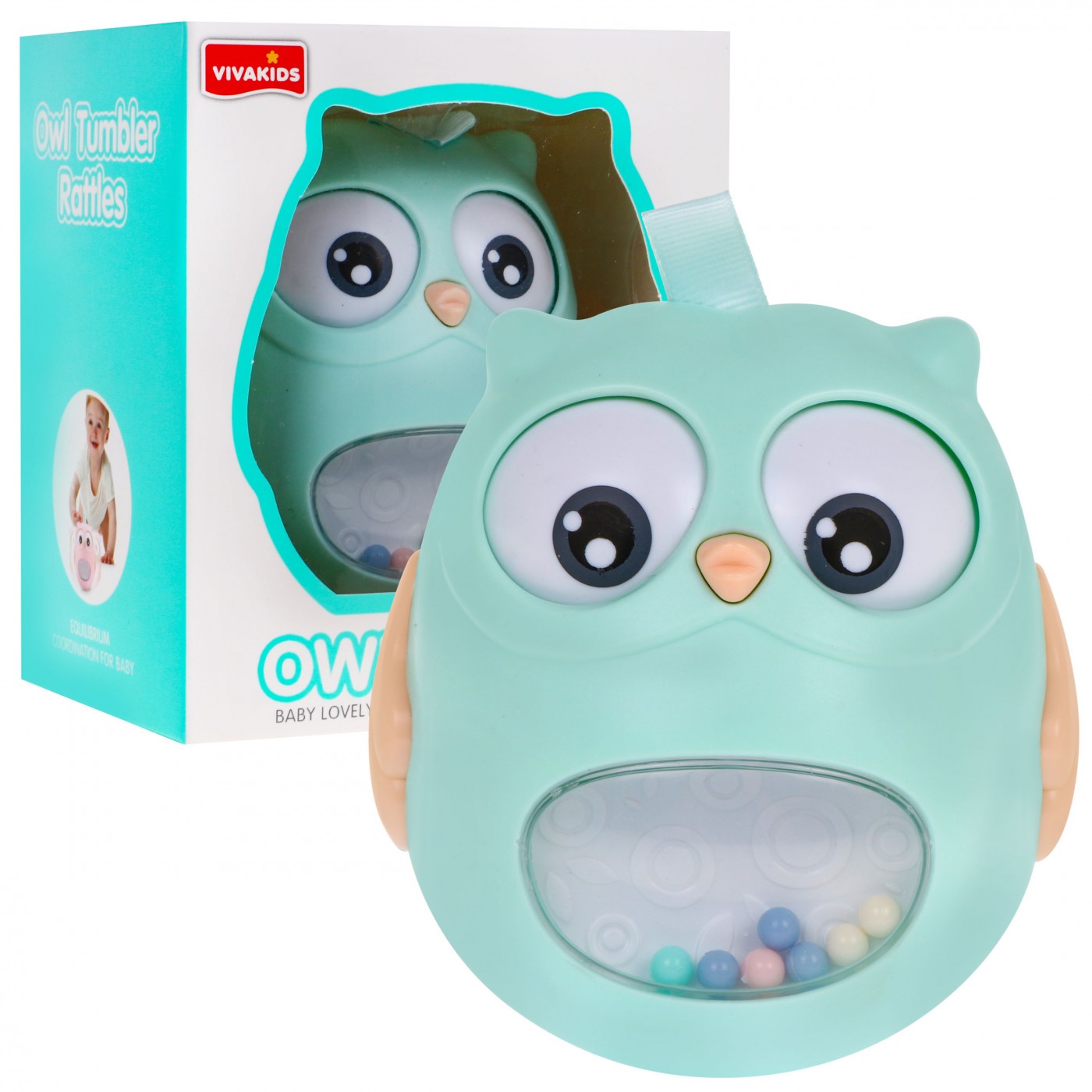 Ráčnová vana pro miminka Sensory Owl - zelená
