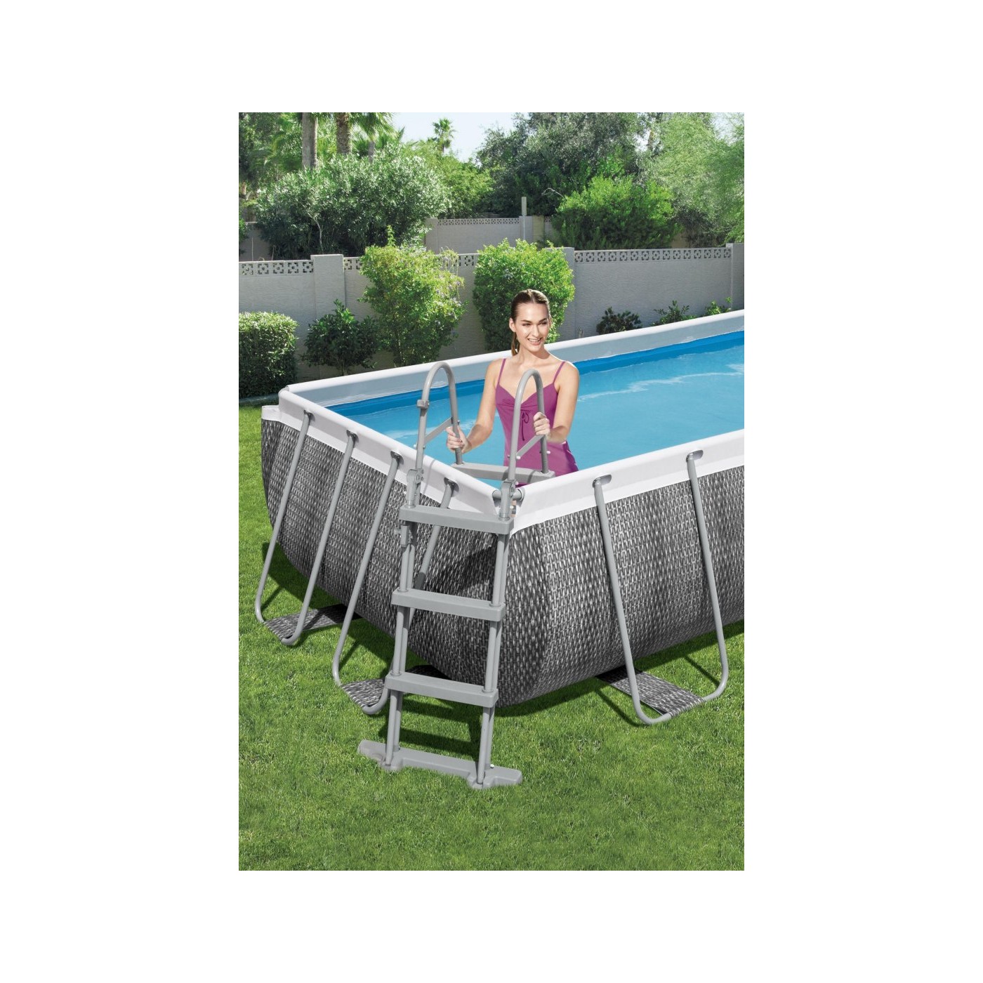 rámový bazén Power Steel 404x201x100 Imitace Ratan 13x6FT BESTWAY 6v1 + Pumpa + Žebřík