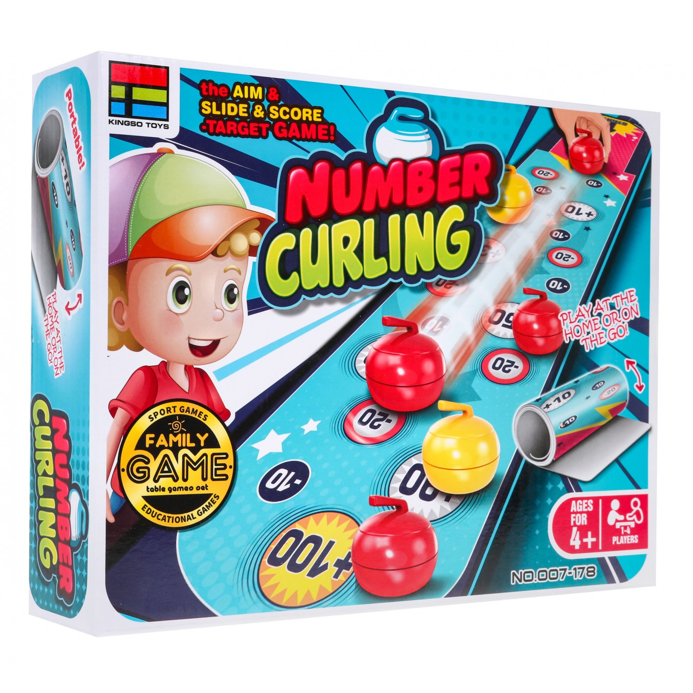 Týmová dovednostní hra „Curling pro body“ pro děti 4+ Podložka kameny