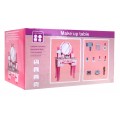 Dřevěný toaletní stolek s taburetem pro dívky Domácí kosmetický salon Make-up + Doplňky