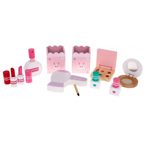 Dřevěný toaletní stolek s taburetem pro dívky Domácí kosmetický salon Make-up + Doplňky