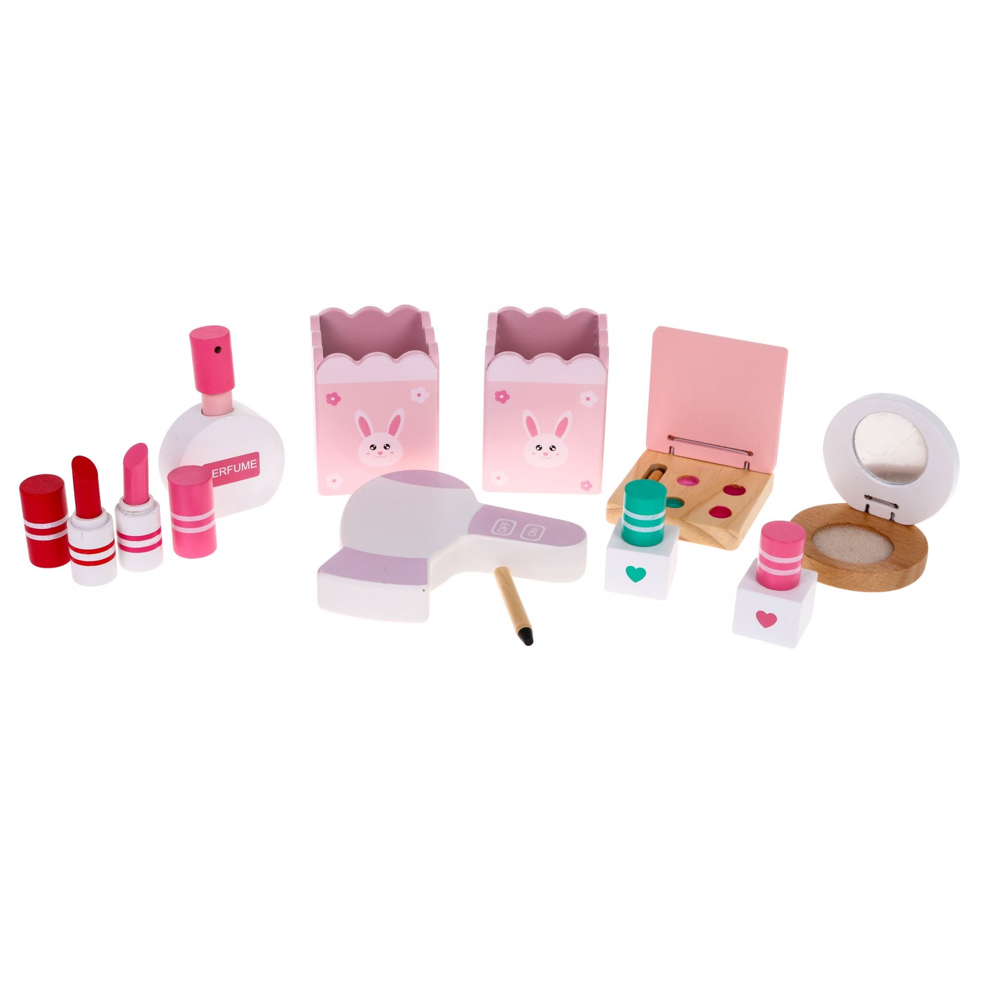 Dřevěný toaletní stolek s taburetem pro dívky Domácí kosmetický salon Make-up + Doplňky