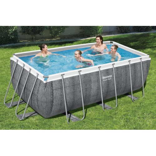 Power Ocelový rám bazén 412x201x122 Imitace Ratan 13x6FT BESTWAY 6V1
