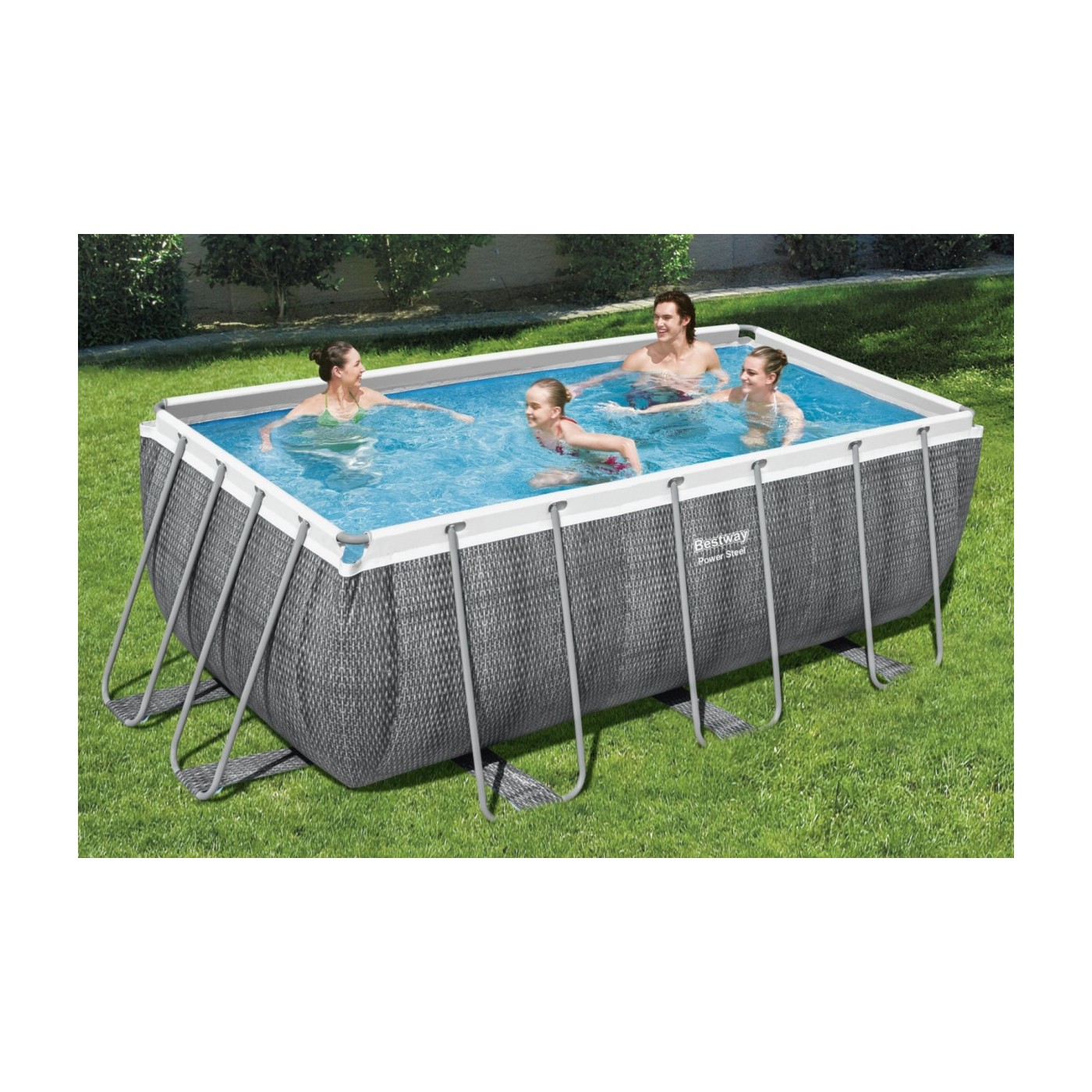 Power Ocelový rám bazén 412x201x122 Imitace Ratan 13x6FT BESTWAY 6V1