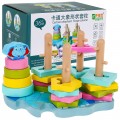 Dřevěné smyslové puzzle pro děti - třídička tvaru pyramidové věže