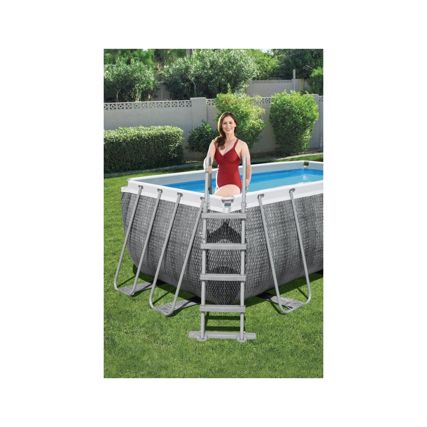 Power Ocelový rám bazén 412x201x122 Imitace Ratan 13x6FT BESTWAY 6V1