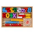 Dřevěná vzdělávací sada 3v1 pro děti 3+ Učení matematiky a hodiny