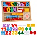 Dřevěná vzdělávací sada 3v1 pro děti 3+ Učení matematiky a hodiny