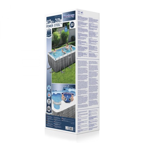 Power Ocelový rám bazén 412x201x122 Imitace Ratan 13x6FT BESTWAY 6V1