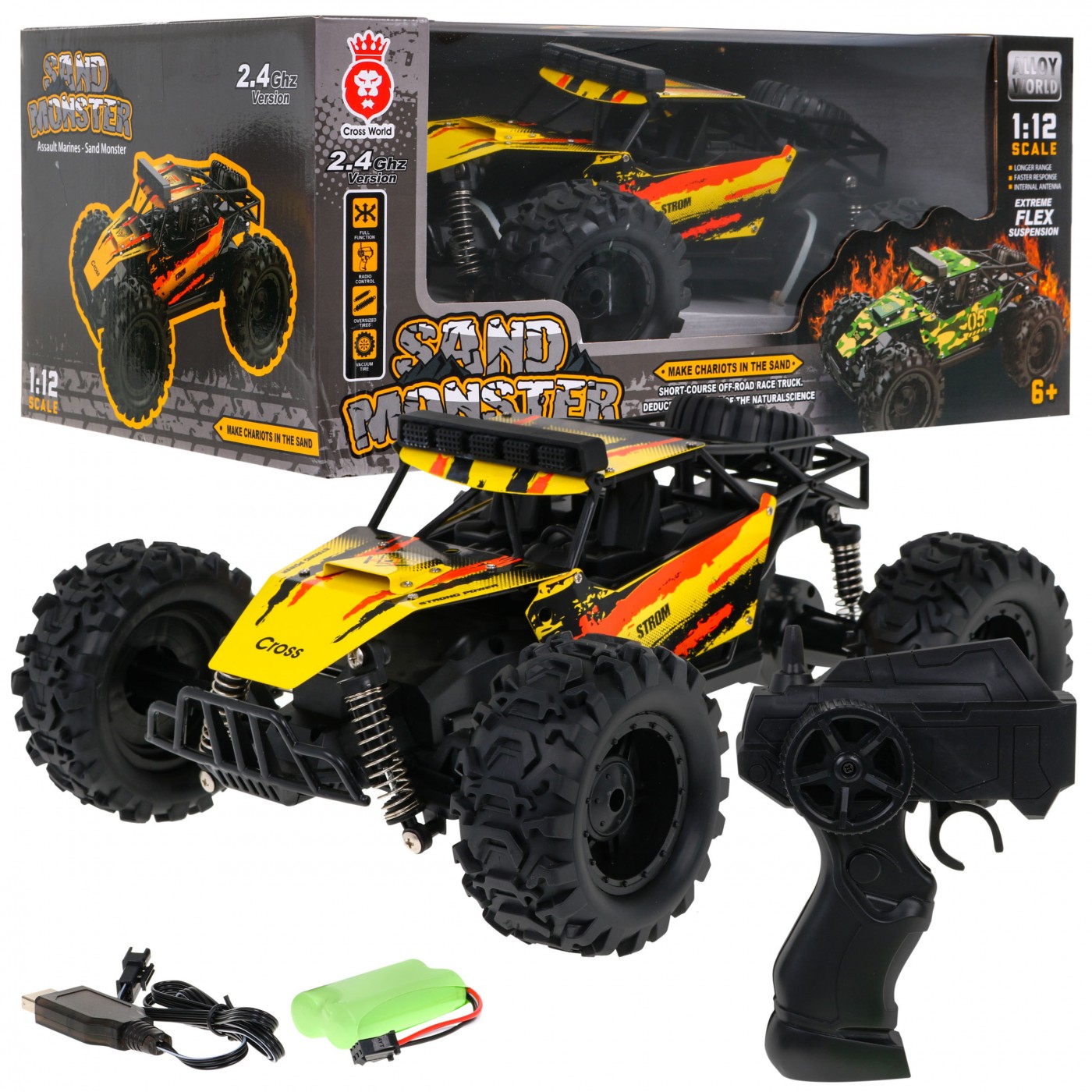 Dálkové ovládání Crawler Sand Monster 1:12 Děti 6+ Dálkové ovládání Terénní vozítko
