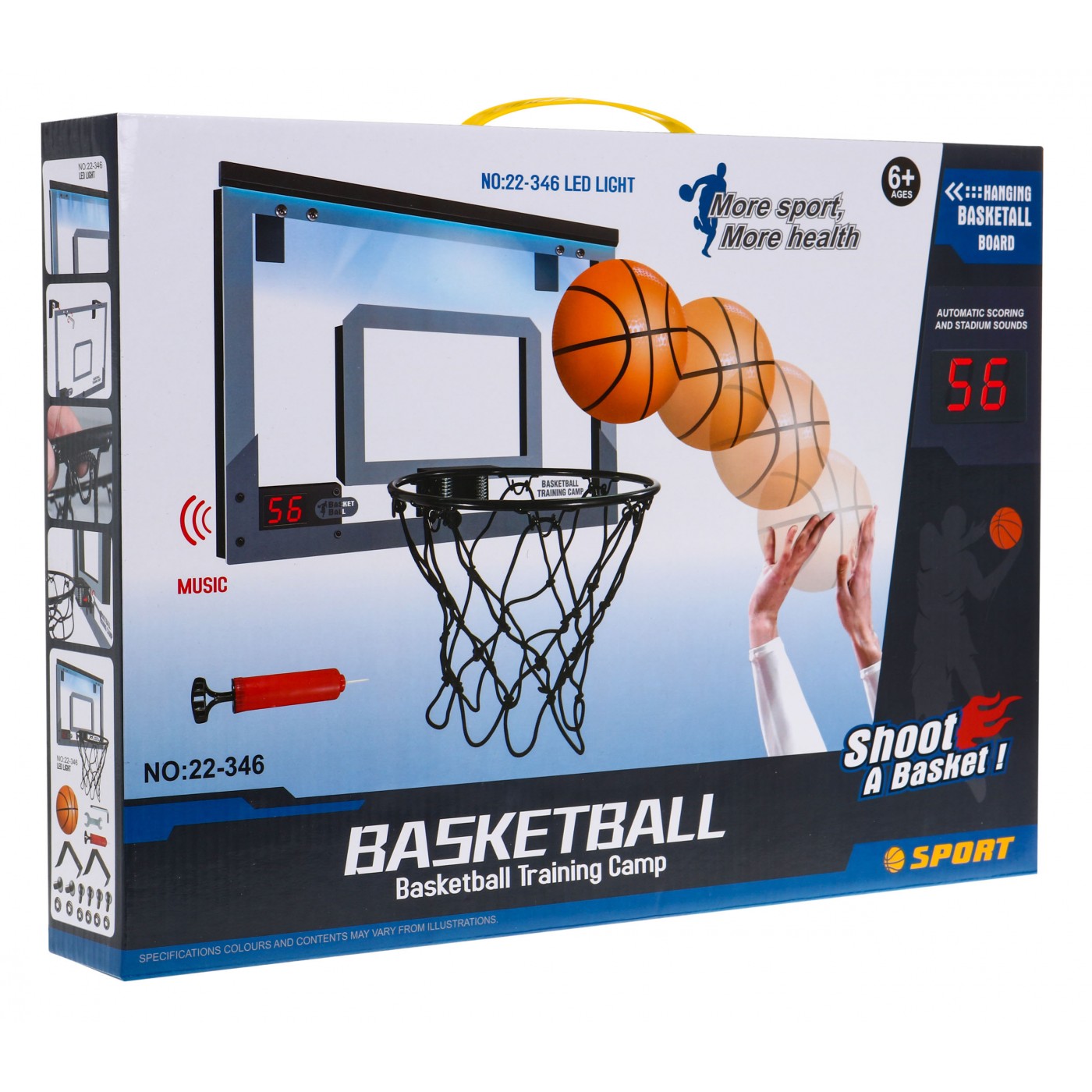 Dětská interaktivní basketbalová sada 6+ tabulka s počítadlem + pila + pumpa