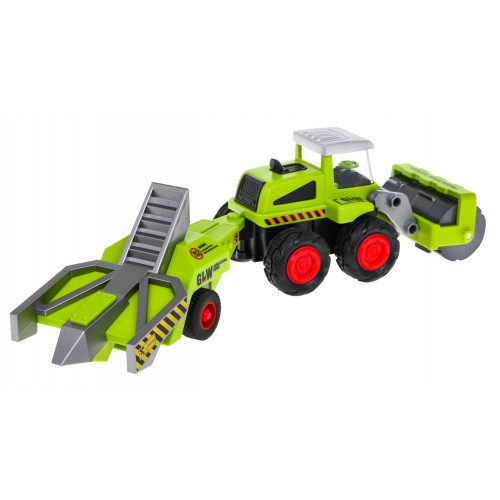 Zemědělský válec pro děti 1:55 Válcový traktor na zpracování půdy + přívěs na sadu
