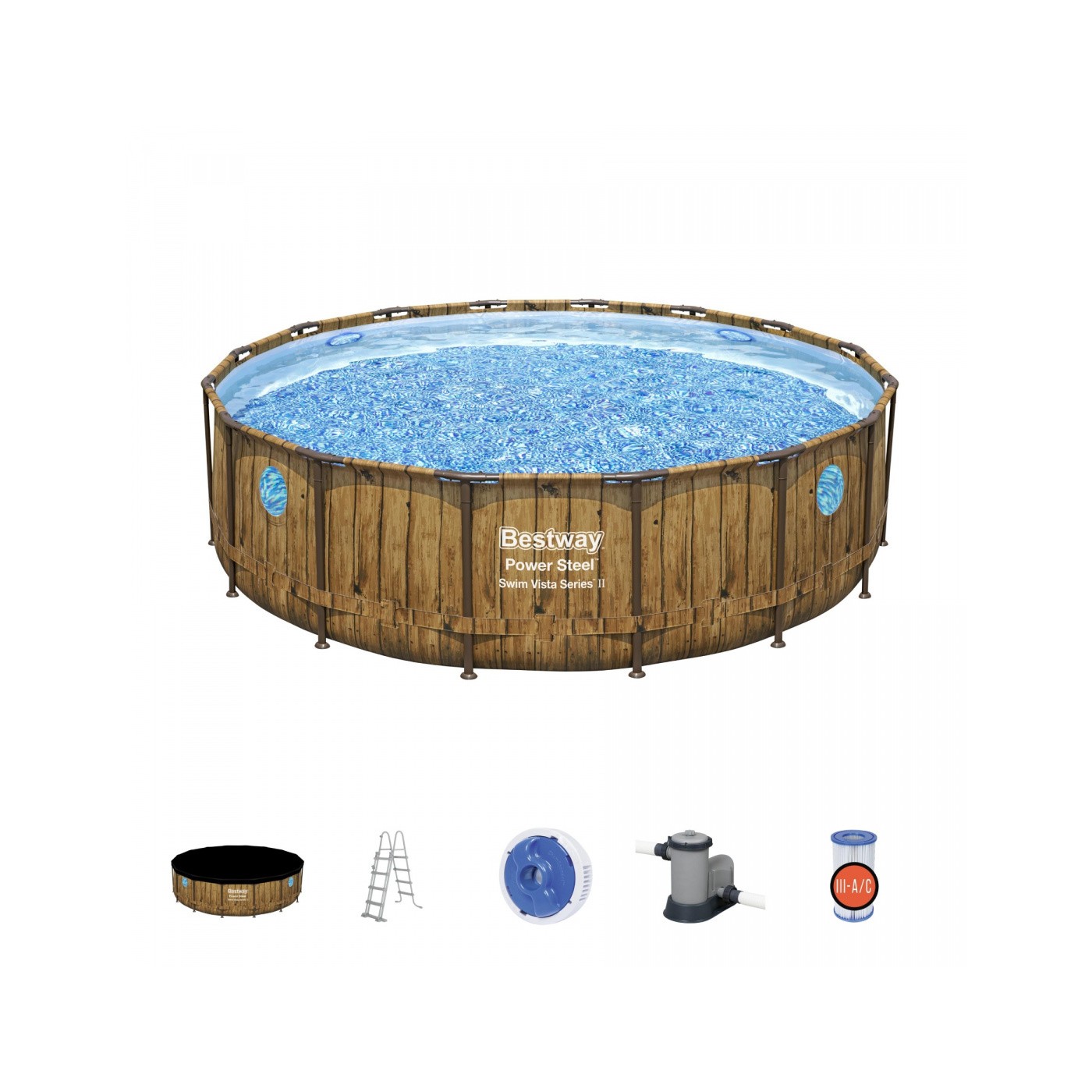 Power Steel Swim Vista Series 488x122 Kulatý 16ft BESTWAY 7v1 bazé