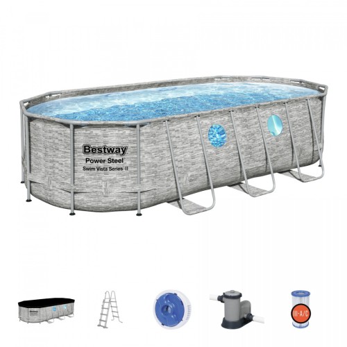 Power Steel Swim Vista Rack bazén s oknem 549x274x122 18x9FT BESTWAY 7V1