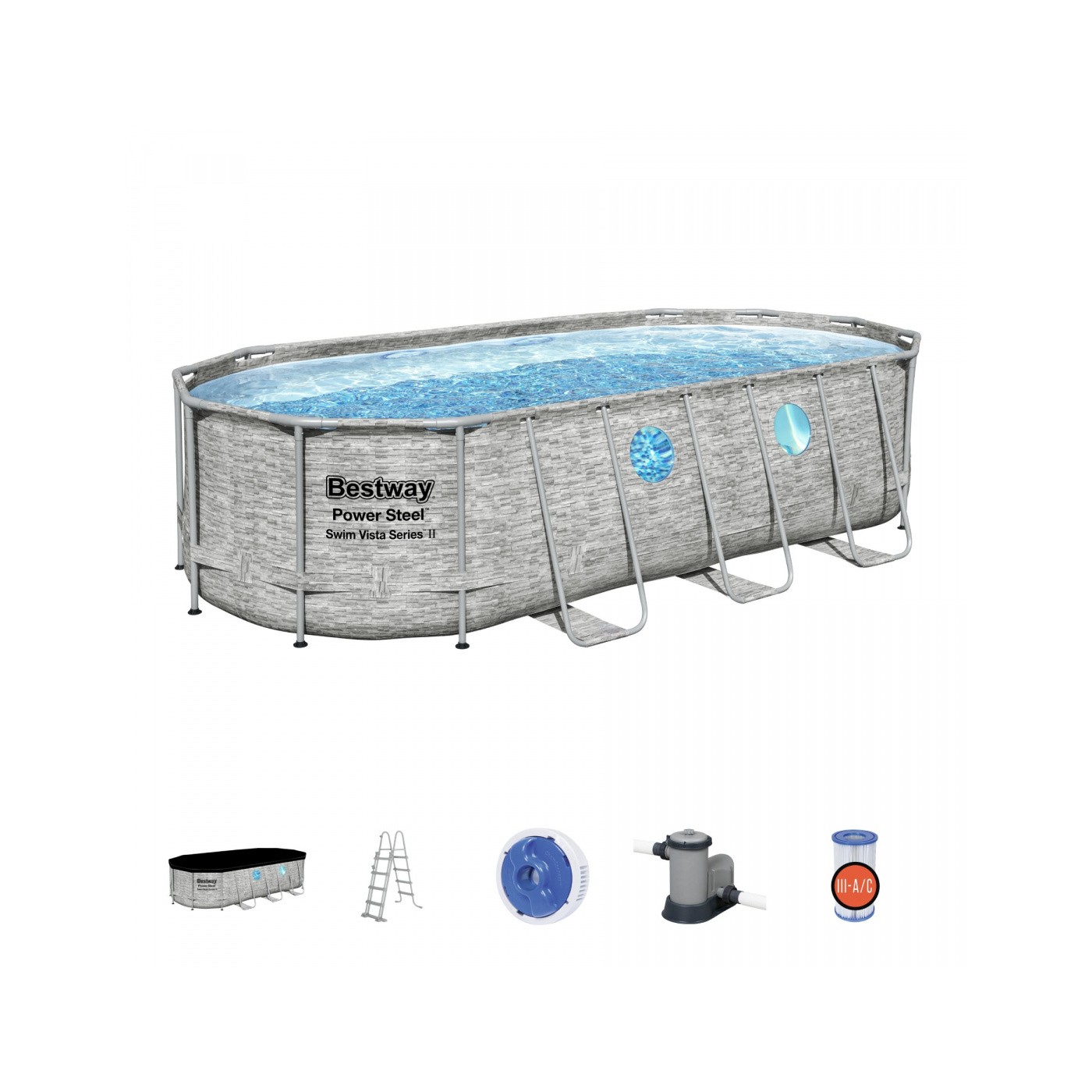 Power Steel Swim Vista Rack bazén s oknem 549x274x122 18x9FT BESTWAY 7V1