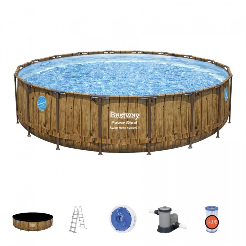 Power Steel Swim Vista Series 549x122 Kulatý 18ft BESTWAY 7v1 Rack Pool