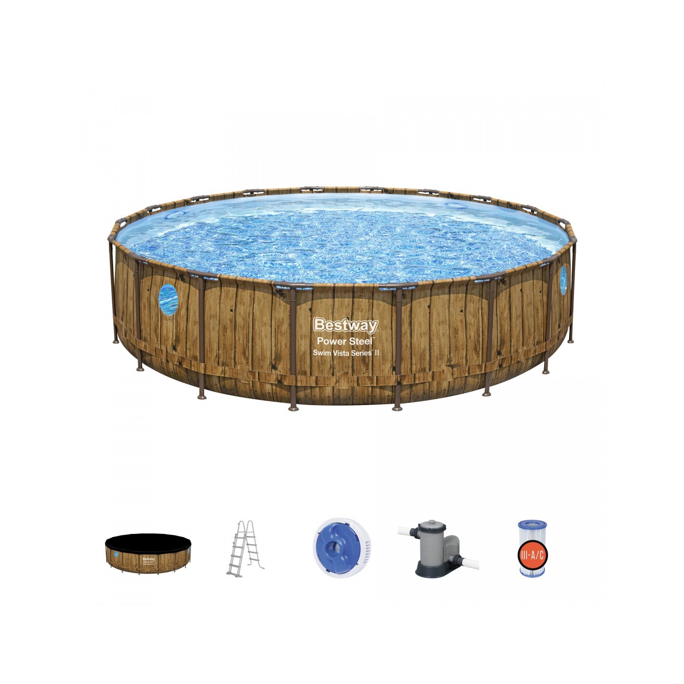 Power Steel Swim Vista Series 549x122 Kulatý 18ft BESTWAY 7v1 Rack Pool