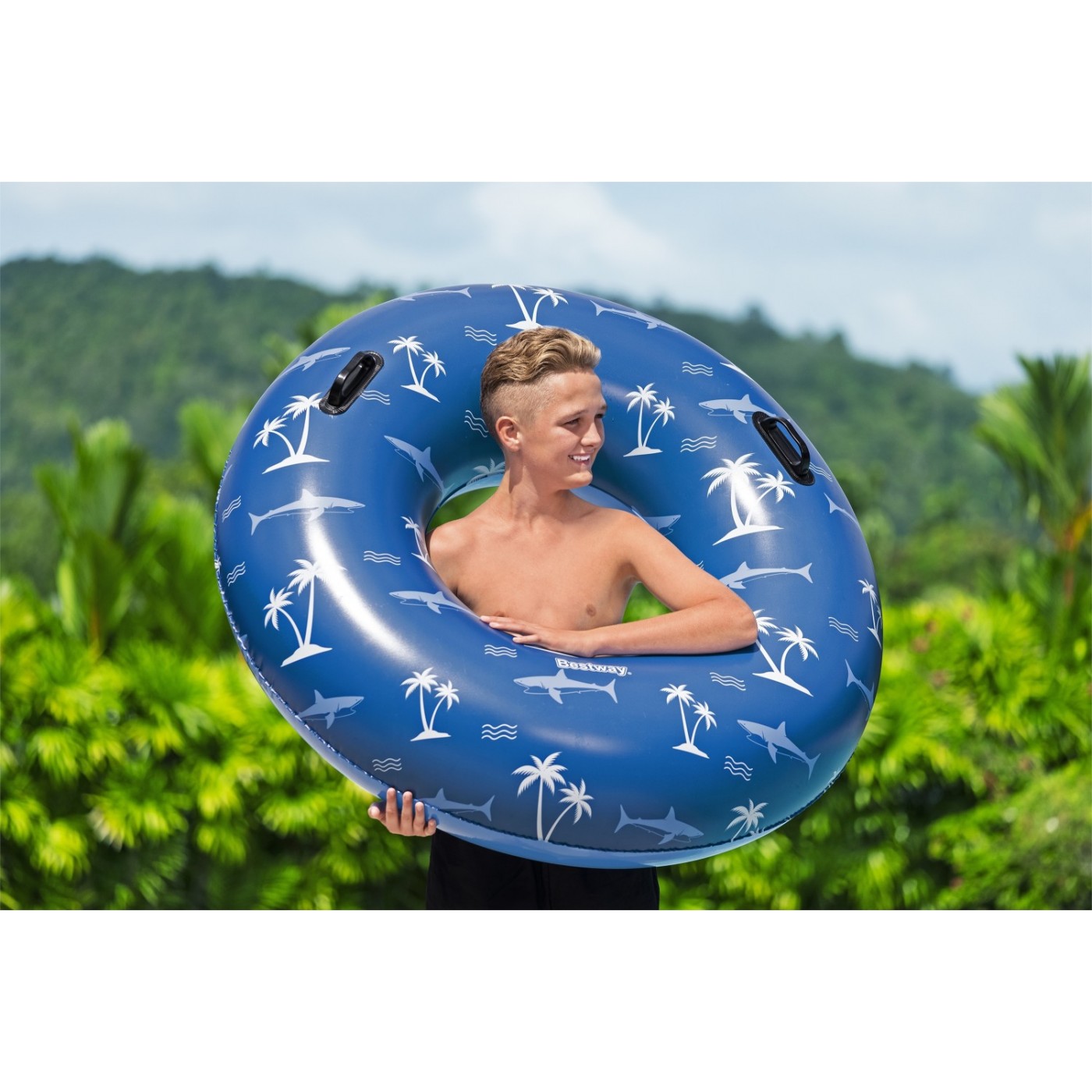 Plavecké kolo BESTWAY Blue Shark 119cm Vinyl + 2 madla