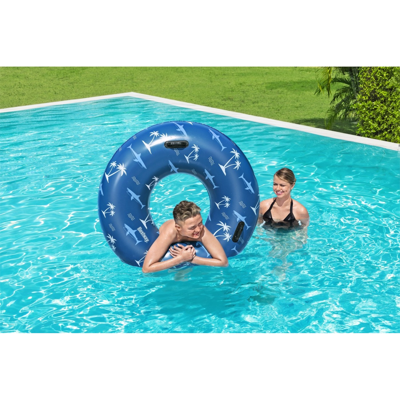 Plavecké kolo BESTWAY Blue Shark 119cm Vinyl + 2 madla