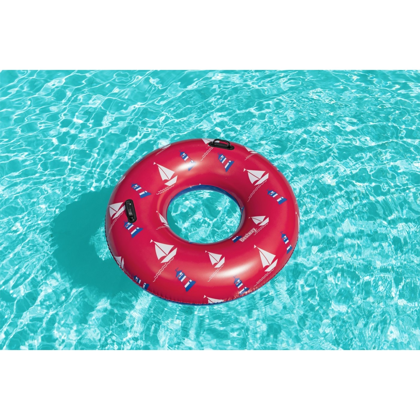 BESTWAY červené lodě 119cm vinyl + 2 madla plavecké kolo