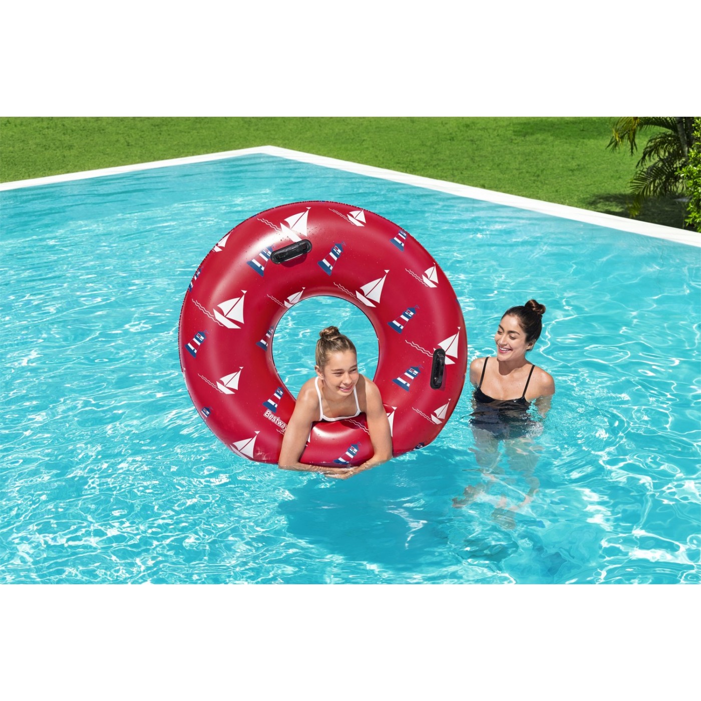 BESTWAY červené lodě 119cm vinyl + 2 madla plavecké kolo