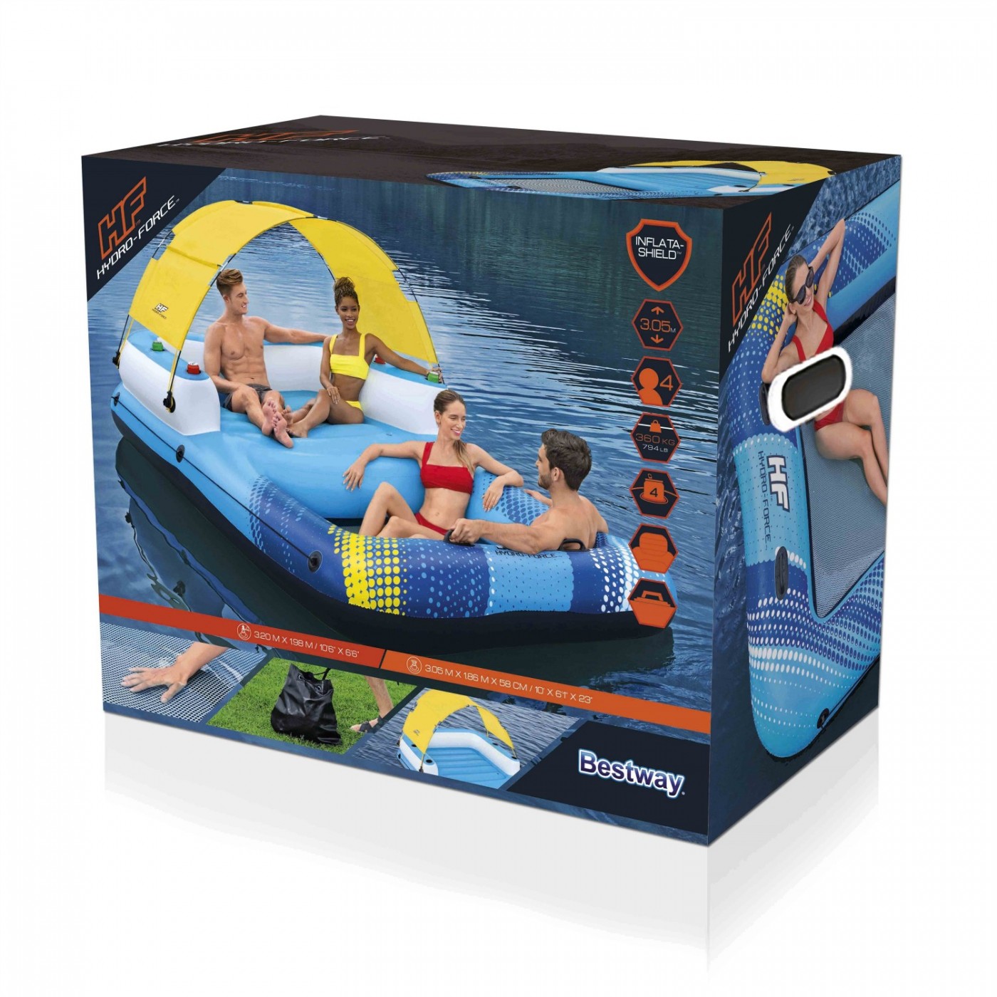 Plavecký ostrov Matrace pro 4 osoby 305X186X58CM BESTWAY + kšilt + síťované dno