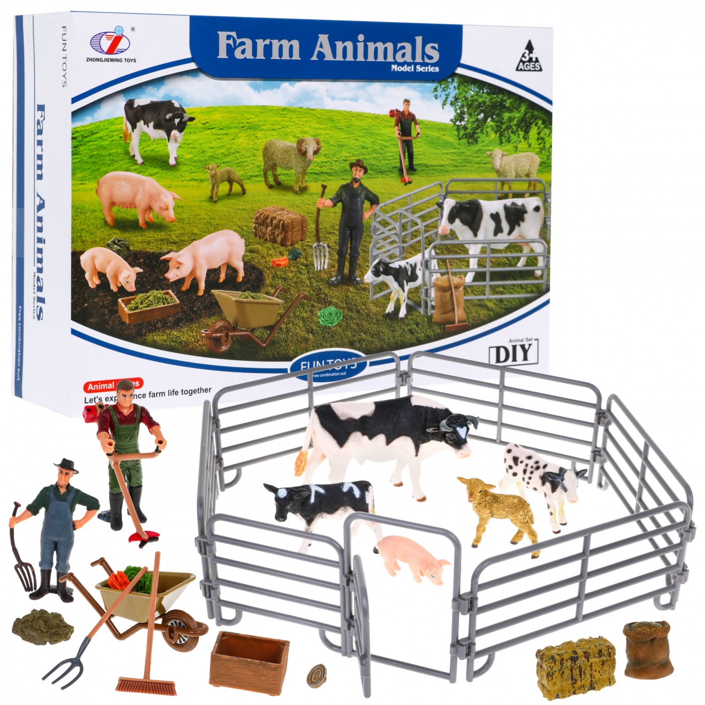 Farmářský set s figurkami a doplňky pro děti 3+ Farmáři + zvířata + vybavení