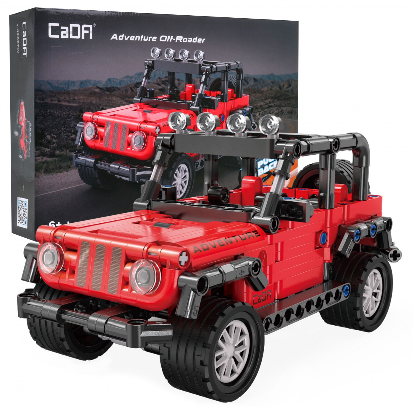 Technické bloky CaDA 317 el. červená Pull-back off-roader pro děti 6+