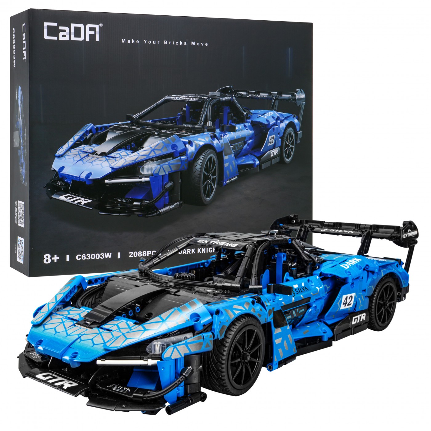 Technické bloky CaDA 2088 el. Závodní auto Dark Knight GTR pro děti od 8let