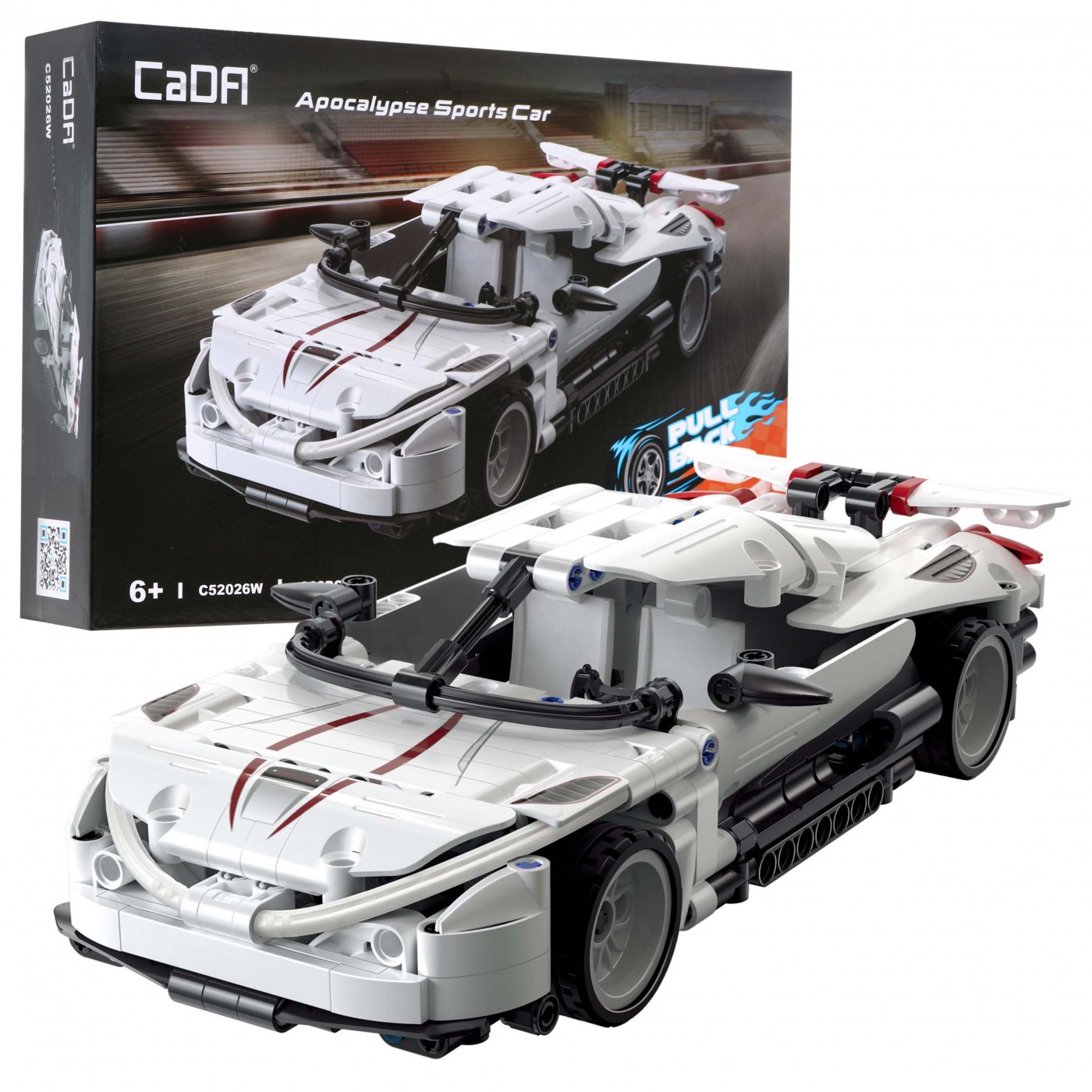 Technické bloky CaDA 368 el. Sportovní auto Apocalypse se stahovacím pohonem pro děti 6+