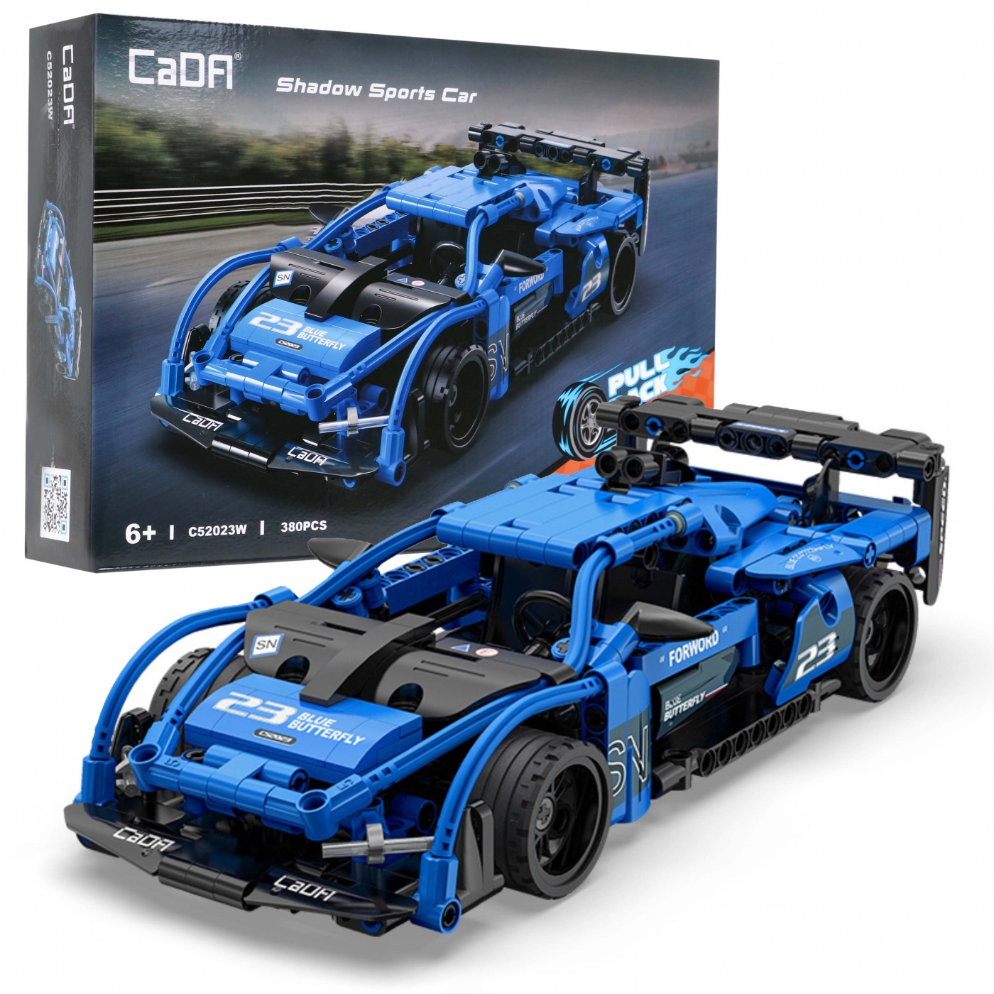 Technické bloky CaDA 380 el. shadowové sportovní auto s výsuvným pohonem pro děti 6+