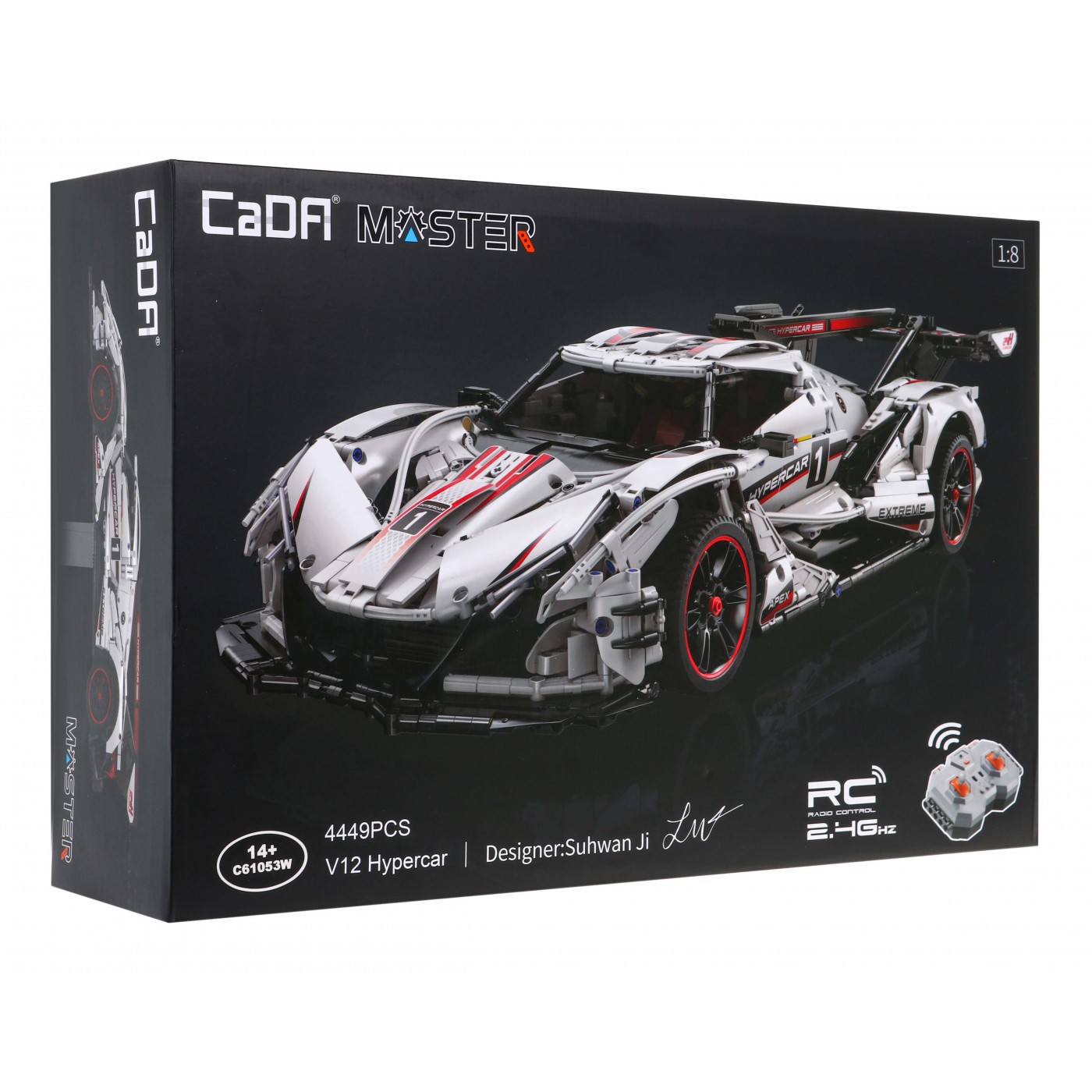 Technické bloky CaDA 4449 el. Dálkově ovládaný V12 Hyperauto Sports auto Master